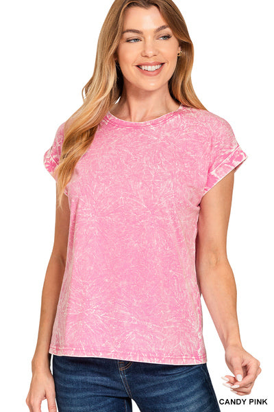 Crinkle Washed Round Neck Tee