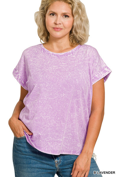 Plus Crinkle Washed Round Neck Tee