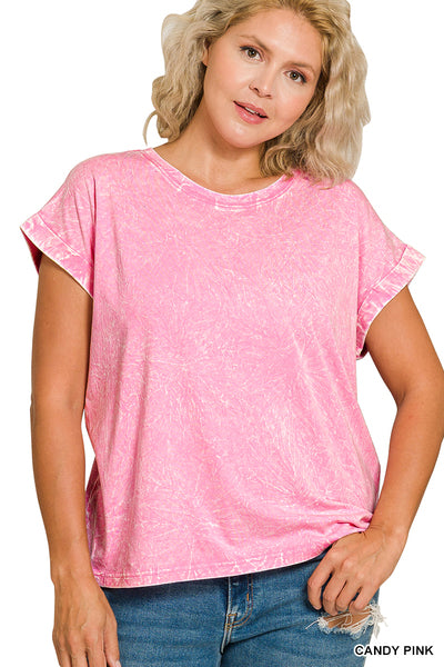 Plus Crinkle Washed Round Neck Tee