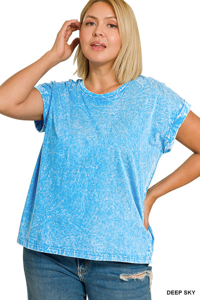 Plus Crinkle Washed Round Neck Tee