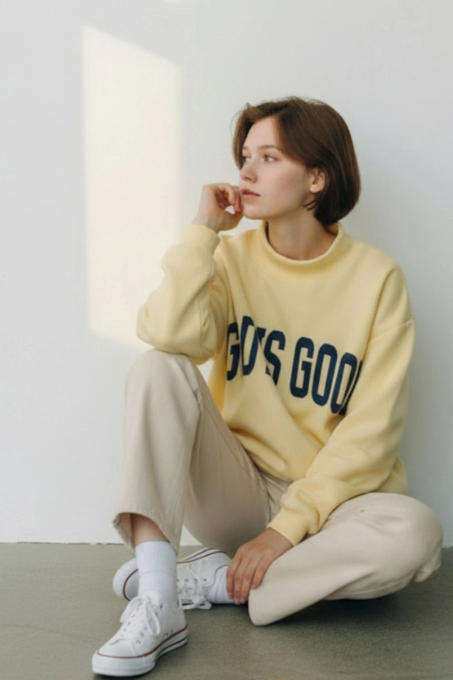 JESUS & GOD IS GOOD Reversible Mock Neck Sweatshirt
