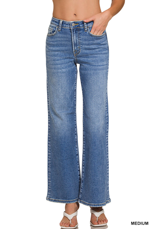 Medium Wash Wide Leg Denim Pants