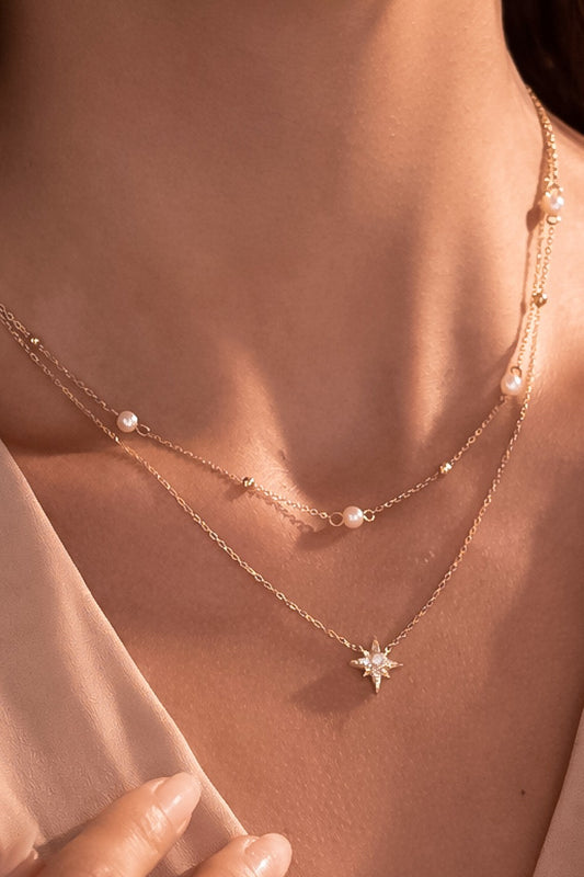 Pearl & Star Layered Necklace