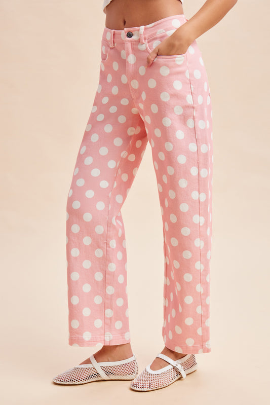 Polka Dot Wide Straight Leg Pants