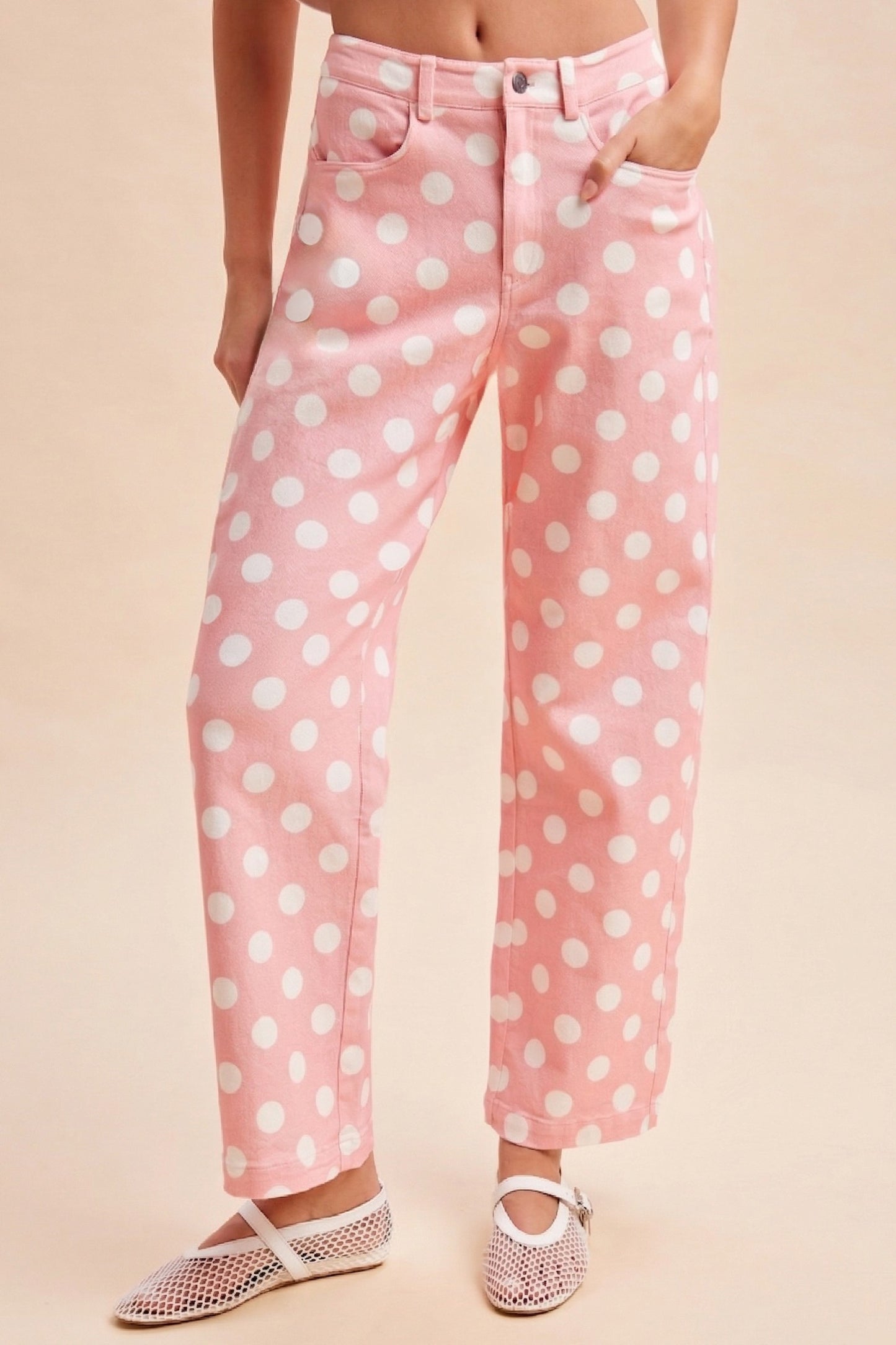 Polka Dot Wide Straight Leg Pants