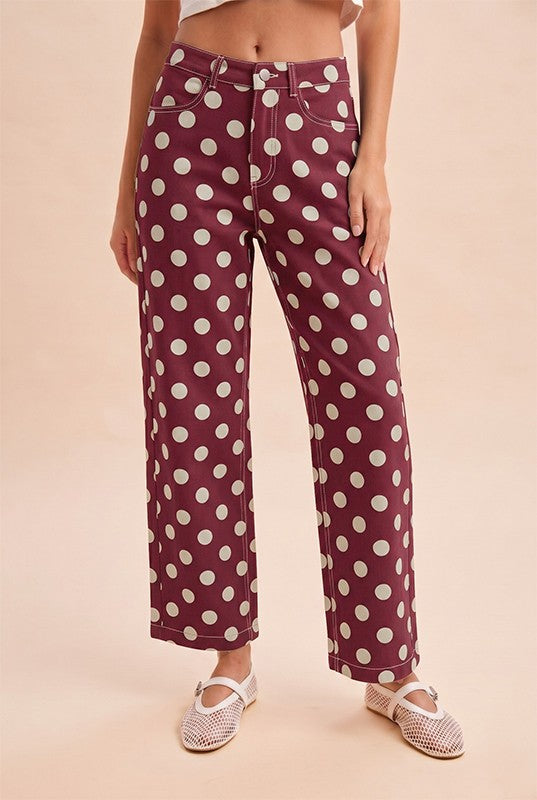 Polka Dot Wide Straight Leg Pants