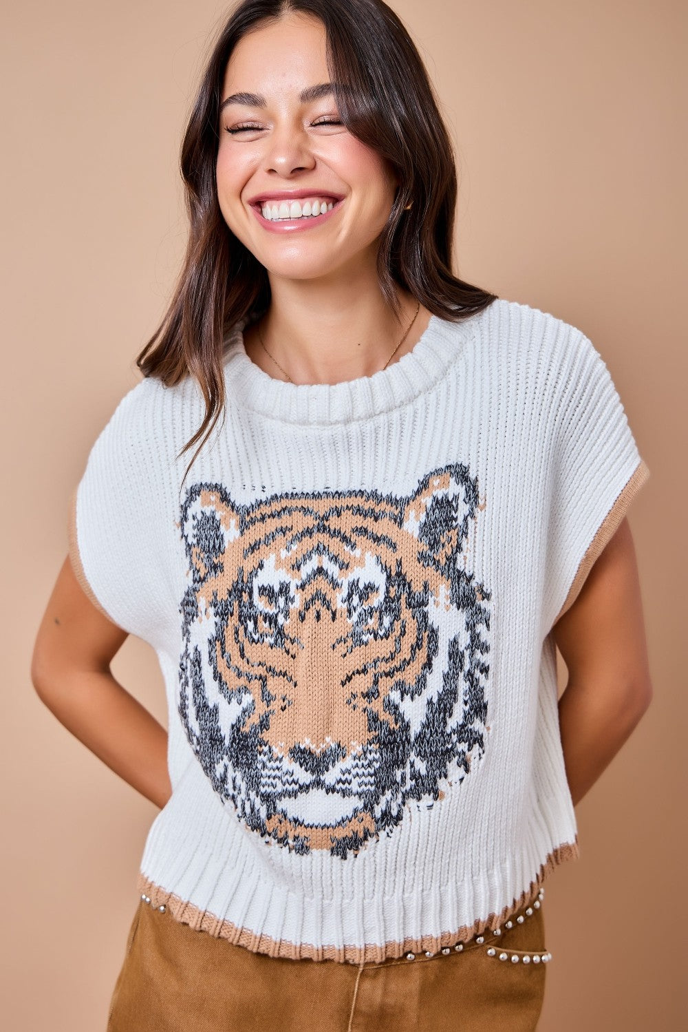 Tiger Sweater Vest Top