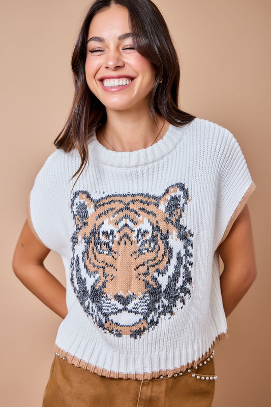 Tiger Sweater Vest Top