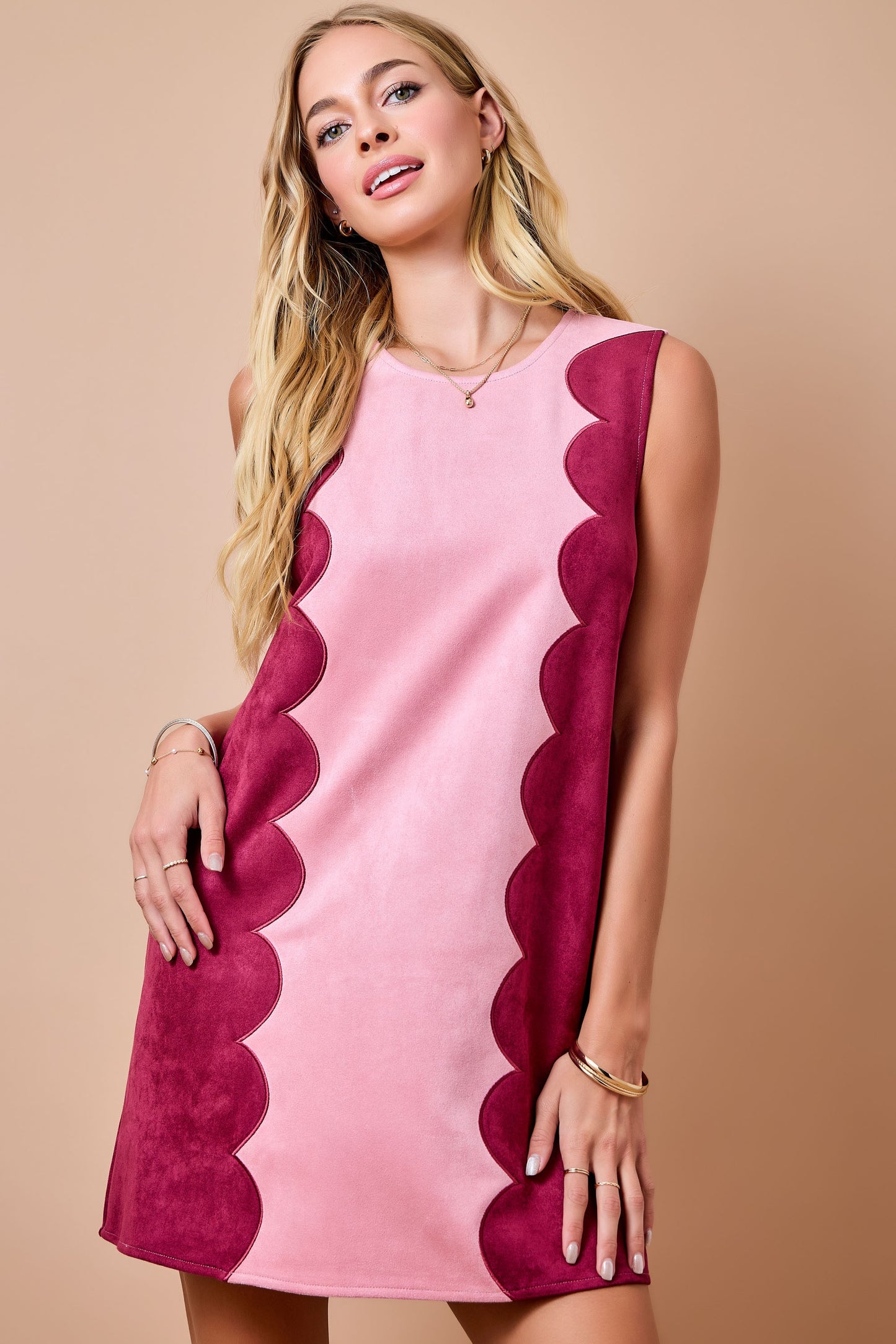 Suede Colorblock Dress
