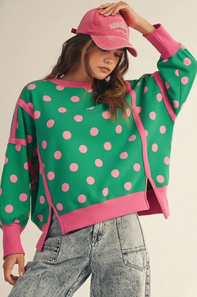 Polka Dot Top Side Slits