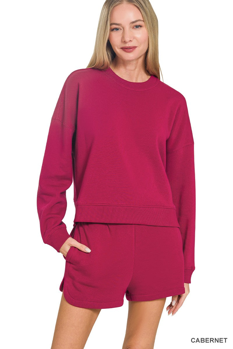 Fleece Long Sleeve Sweatshirt & Shorts Set