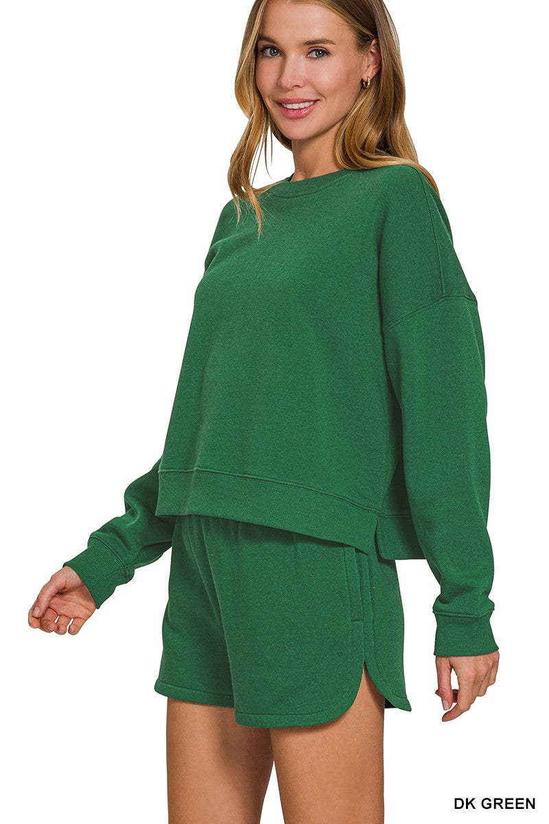 Fleece Long Sleeve Sweatshirt & Shorts Set