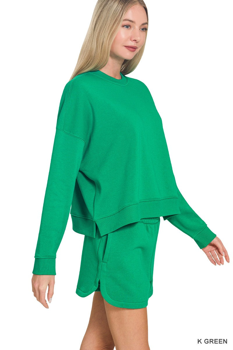 Fleece Long Sleeve Sweatshirt & Shorts Set
