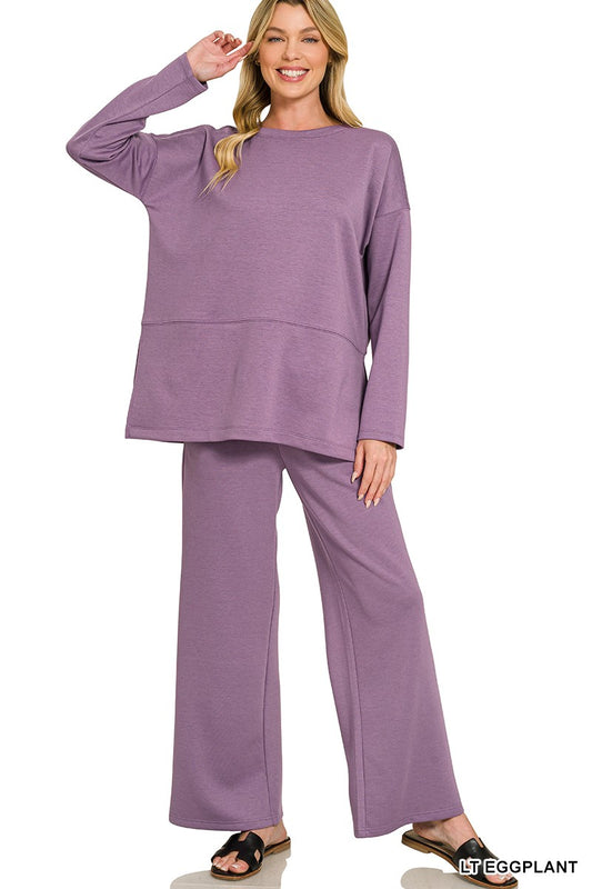 Scuba Side Slit Top & Pants Set