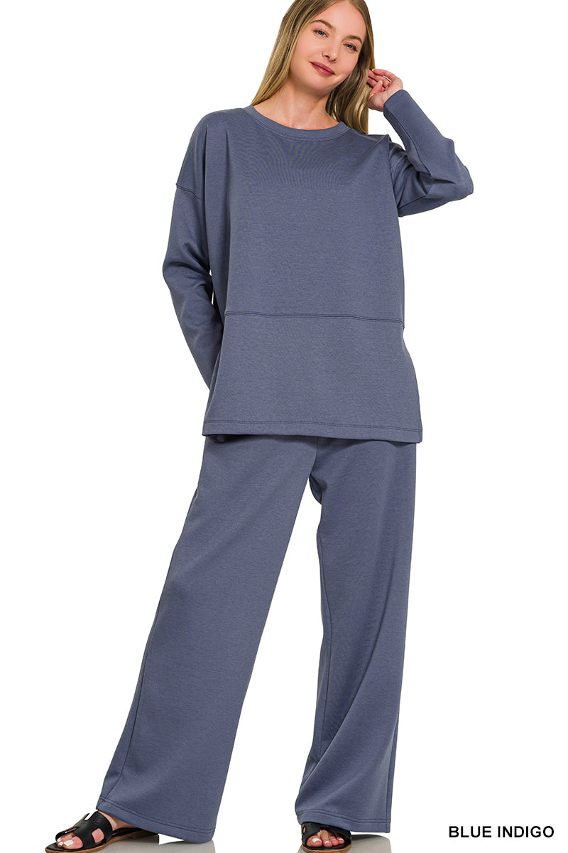 Scuba Side Slit Top & Pants Set