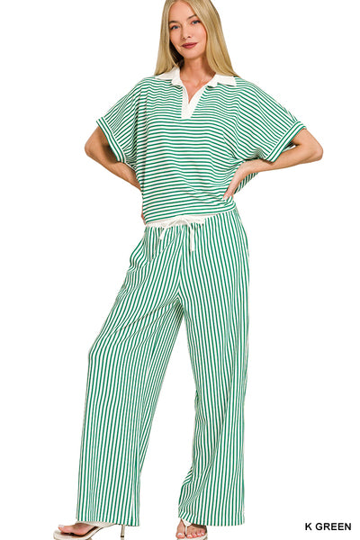 Striped Collared Set