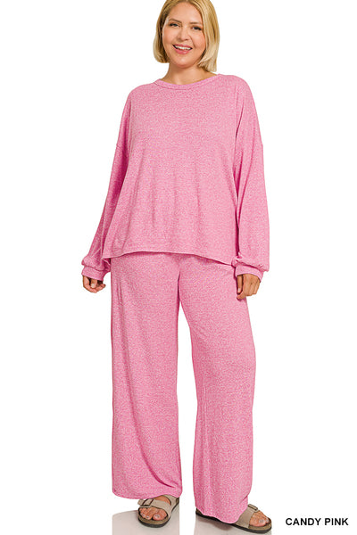 PLUS Soft Melange Long Sleeve Tee and Pant Set