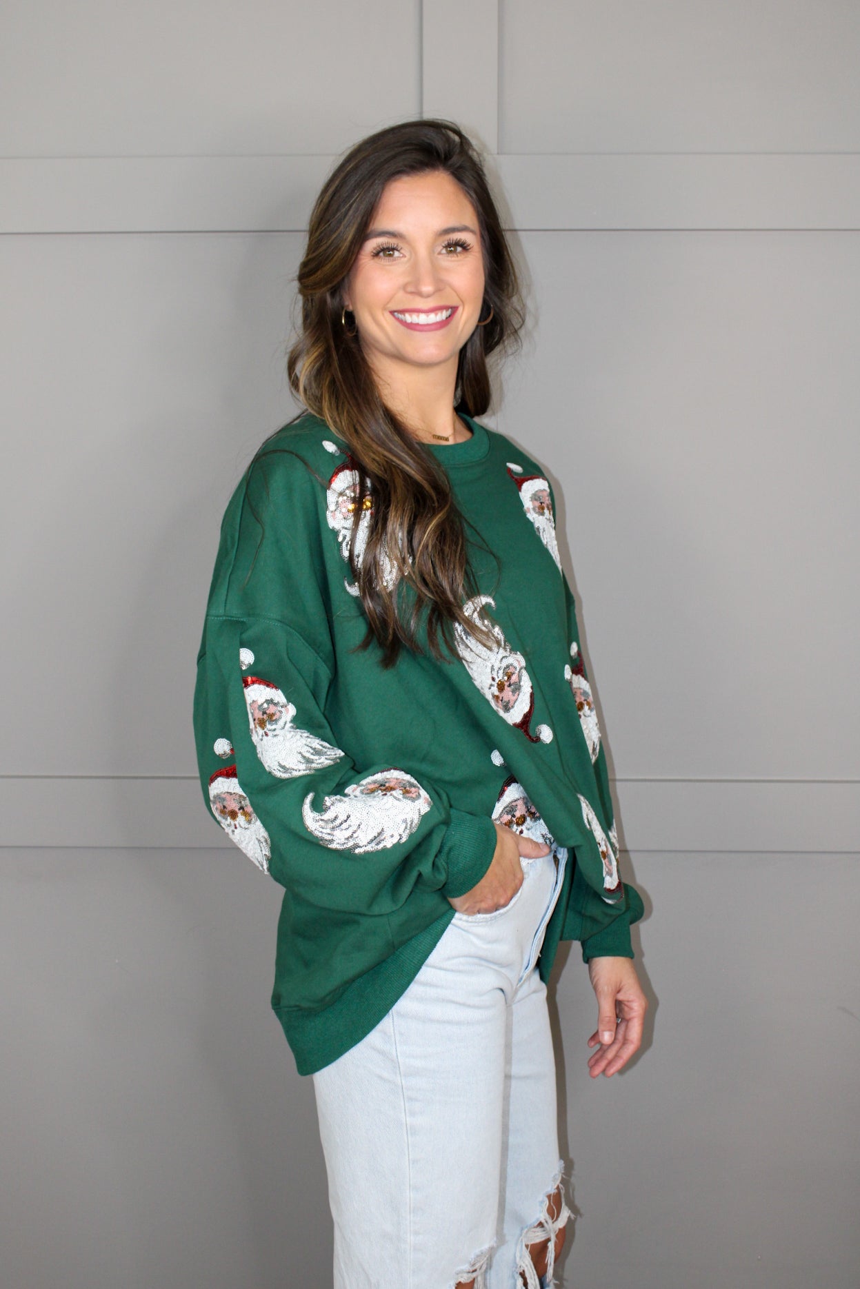 Sequin Santa French Terry Sweatshirt