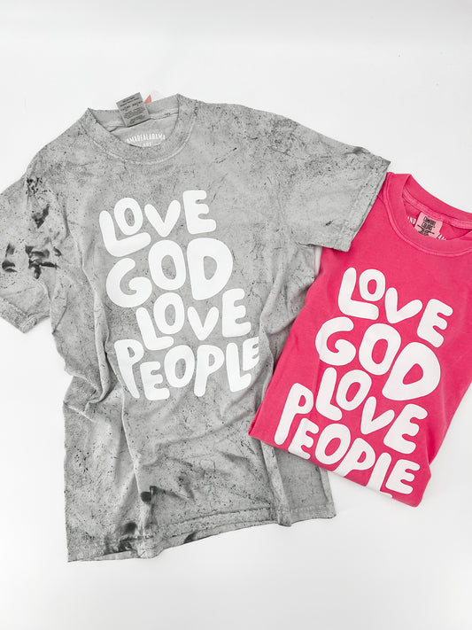 Love God Love People Bubble Letters Tee