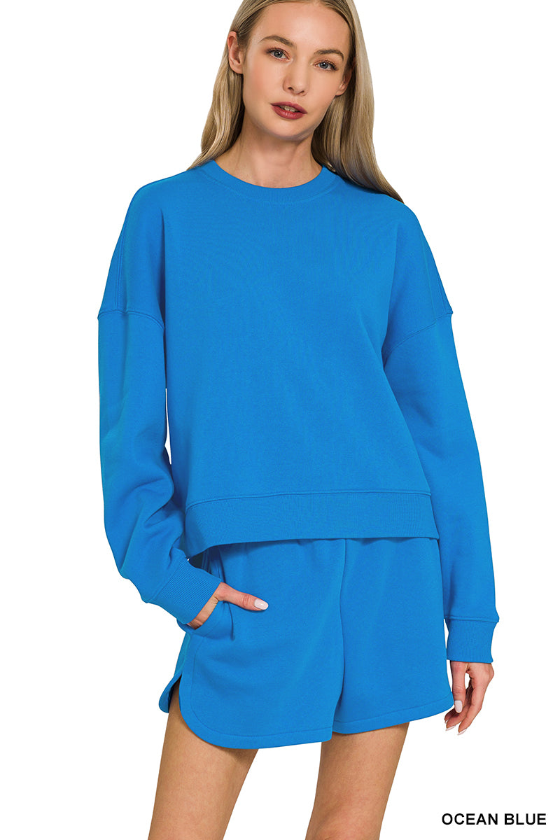Fleece Long Sleeve Sweatshirt & Shorts Set