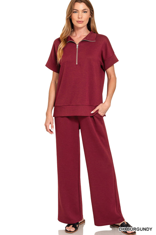 High Neck Half Zip Top & Pants Set