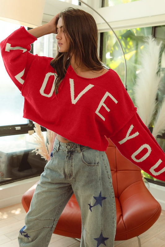 I Love You Letter Knit Top