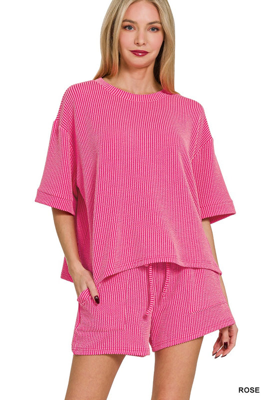 Corded Rib Shorts Set
