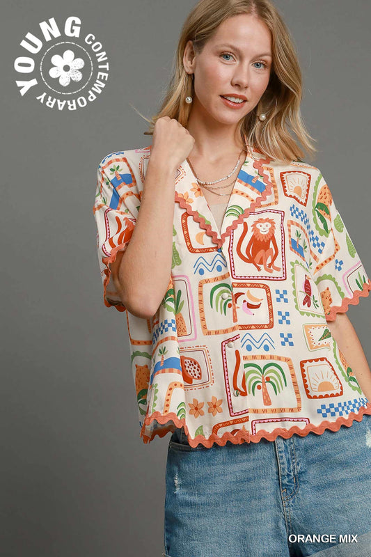 Abstract Tropical Print Shirt