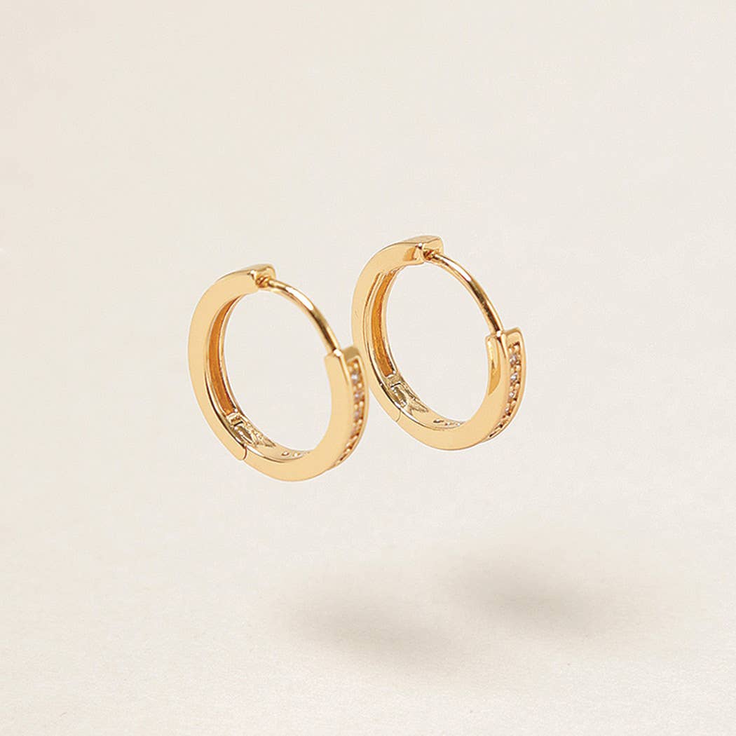 14K Gold Dipped Cubic Zirconia Hoop Earrings