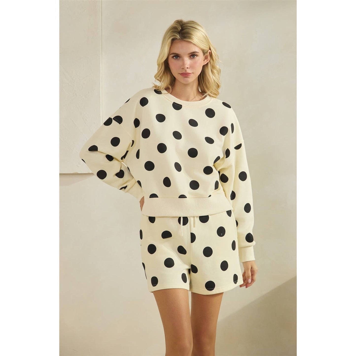 Polka Dot Crew Neck Sweatshirt