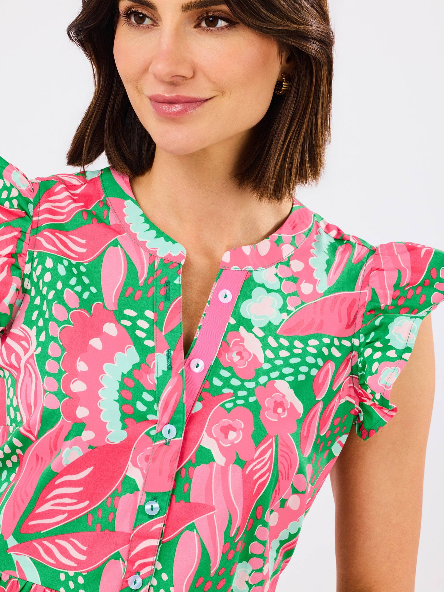 Riley Flutter Sleeve Dress | Canopy Gleam Green