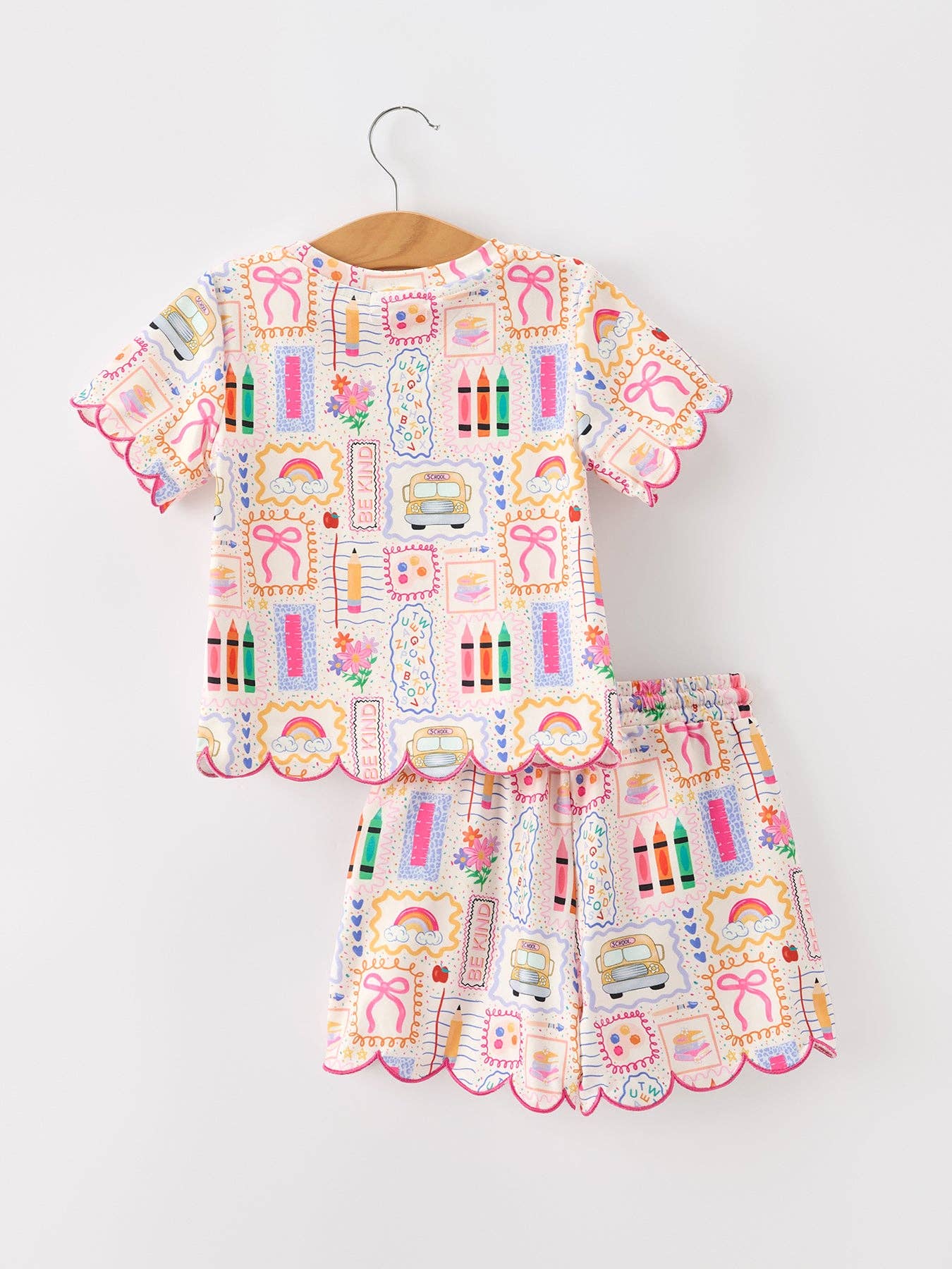Girls Back to School Print Short Set