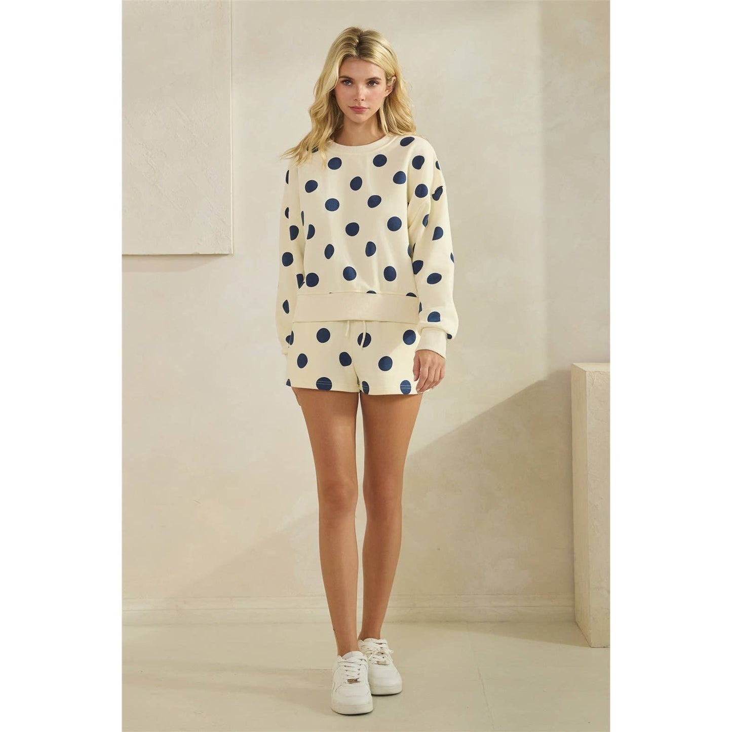 Polka Dot Crew Neck Sweatshirt