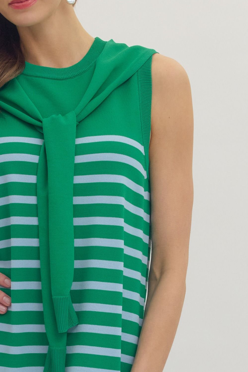 Striped Mini Dress w/ Scarf Tie