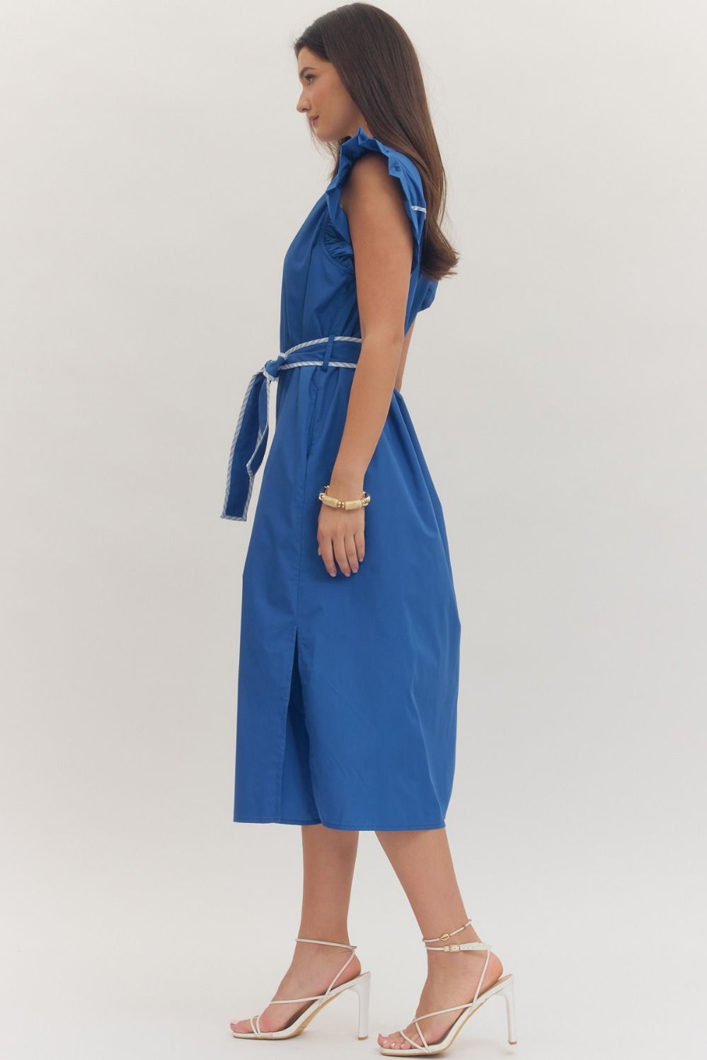 Ruffle Cap Sleeve Midi Dress