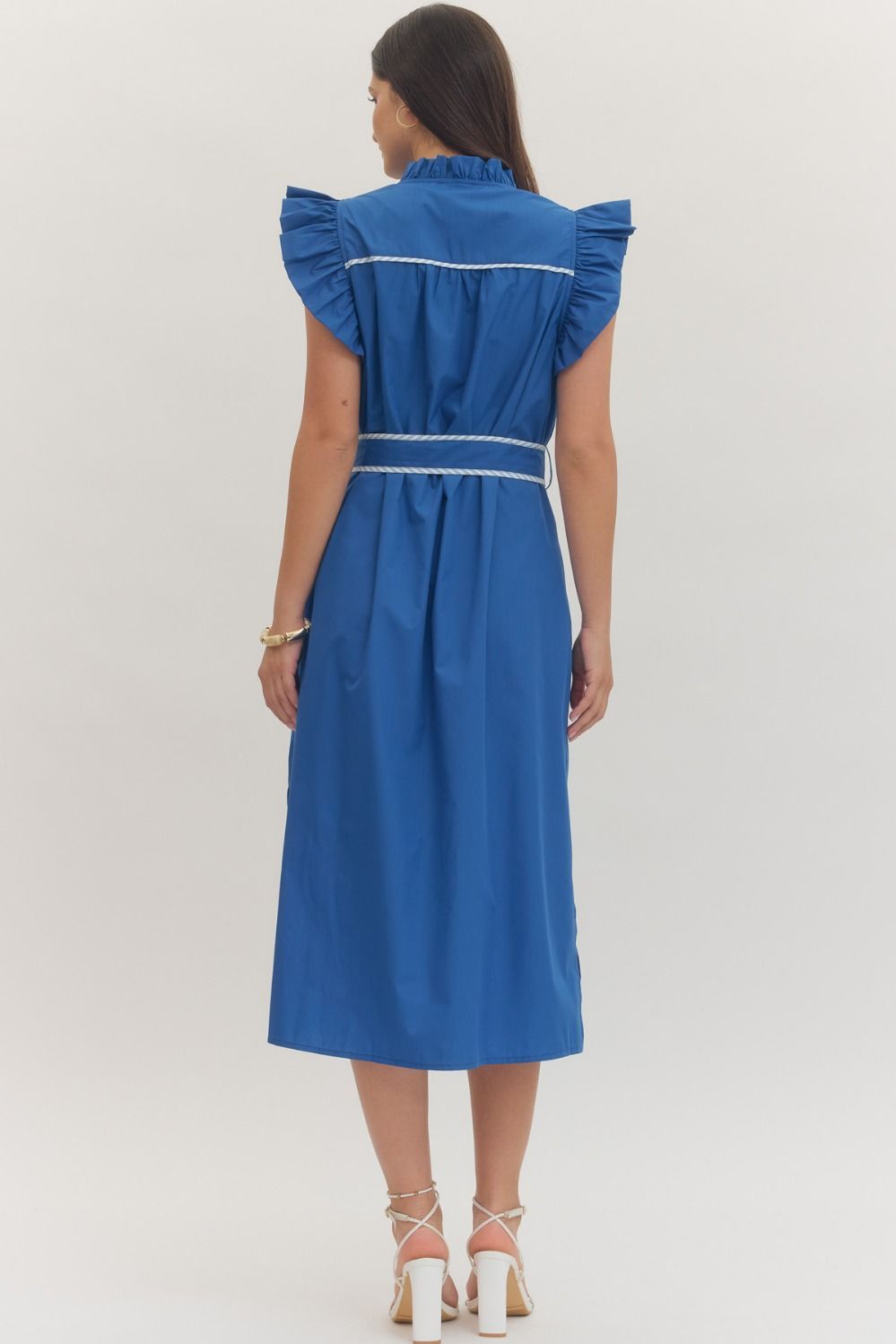 Ruffle Cap Sleeve Midi Dress