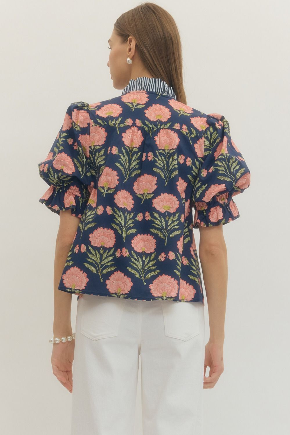 Floral Puffed Short Sleeve Top