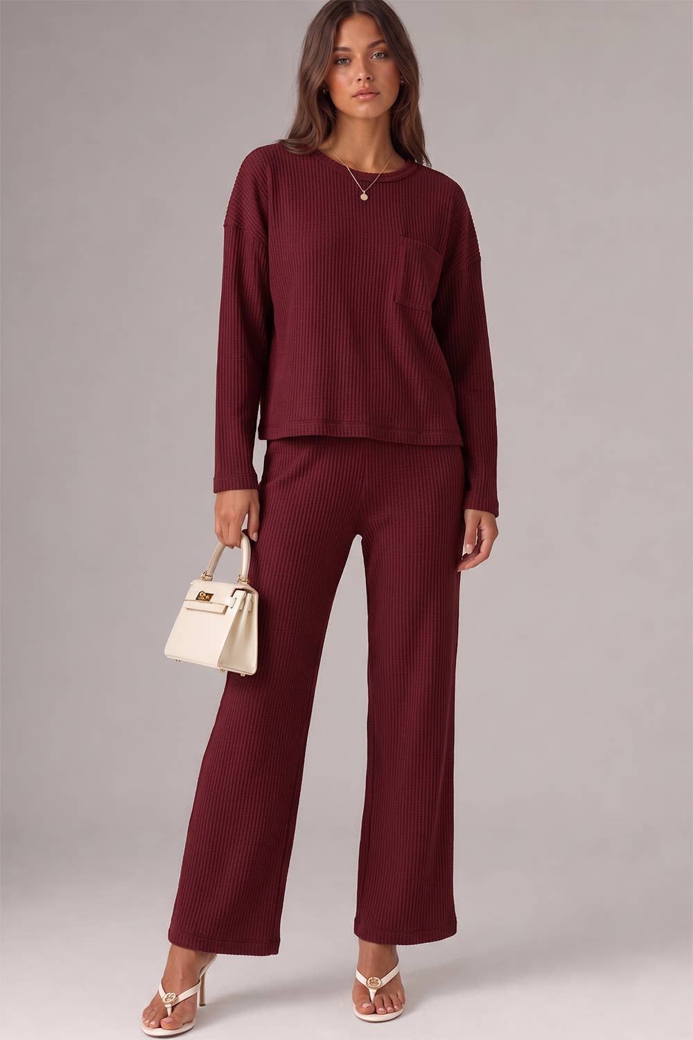 Cozy Waffle Long Sleeve Set