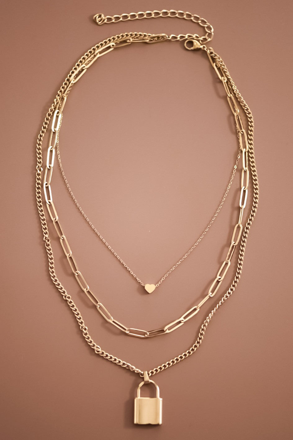 Gold Heart & Locket Layered Necklace
