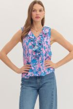 Botanical Print Sleeveless Top