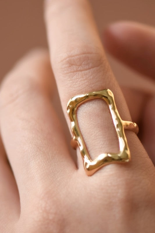 Gold Rectangle Adjustable Ring